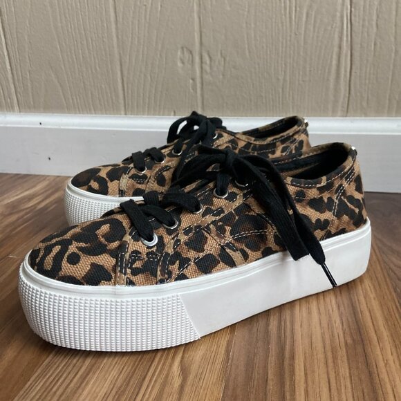 Steve Madden Emmi Leopard Print Lace Up Platform Sneaker - Picture 2 of 13